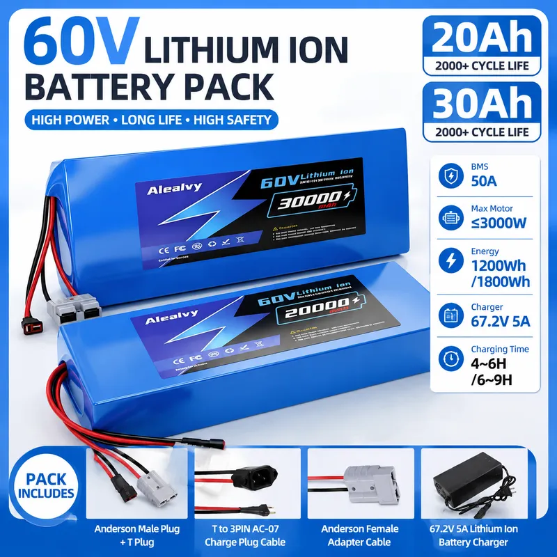 Batería de litio Aleaivy 60V 2 - 60V 30Ah 21700 Battery Pack reseña y precio